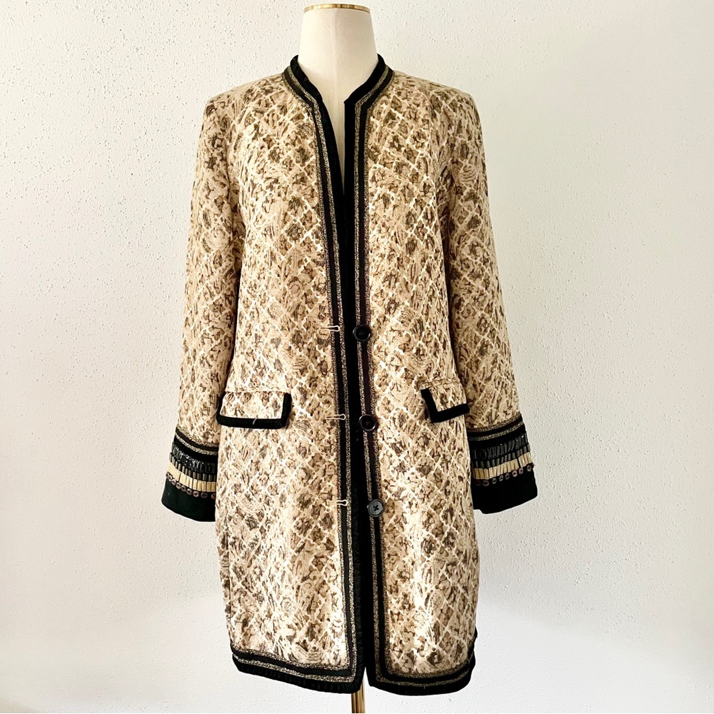 Chico's Artisan Adele Jacket Embroidered Gold/Bla… - image 3